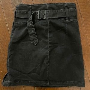 Free People Black Denim Skirt with Removable Belt, 10